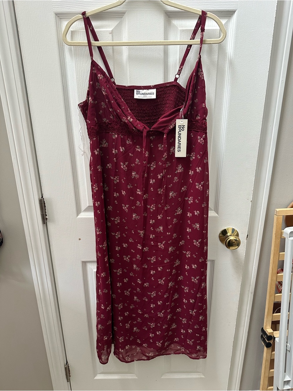 No Boundaries Burgundy Floral Lace-Trim Chemise